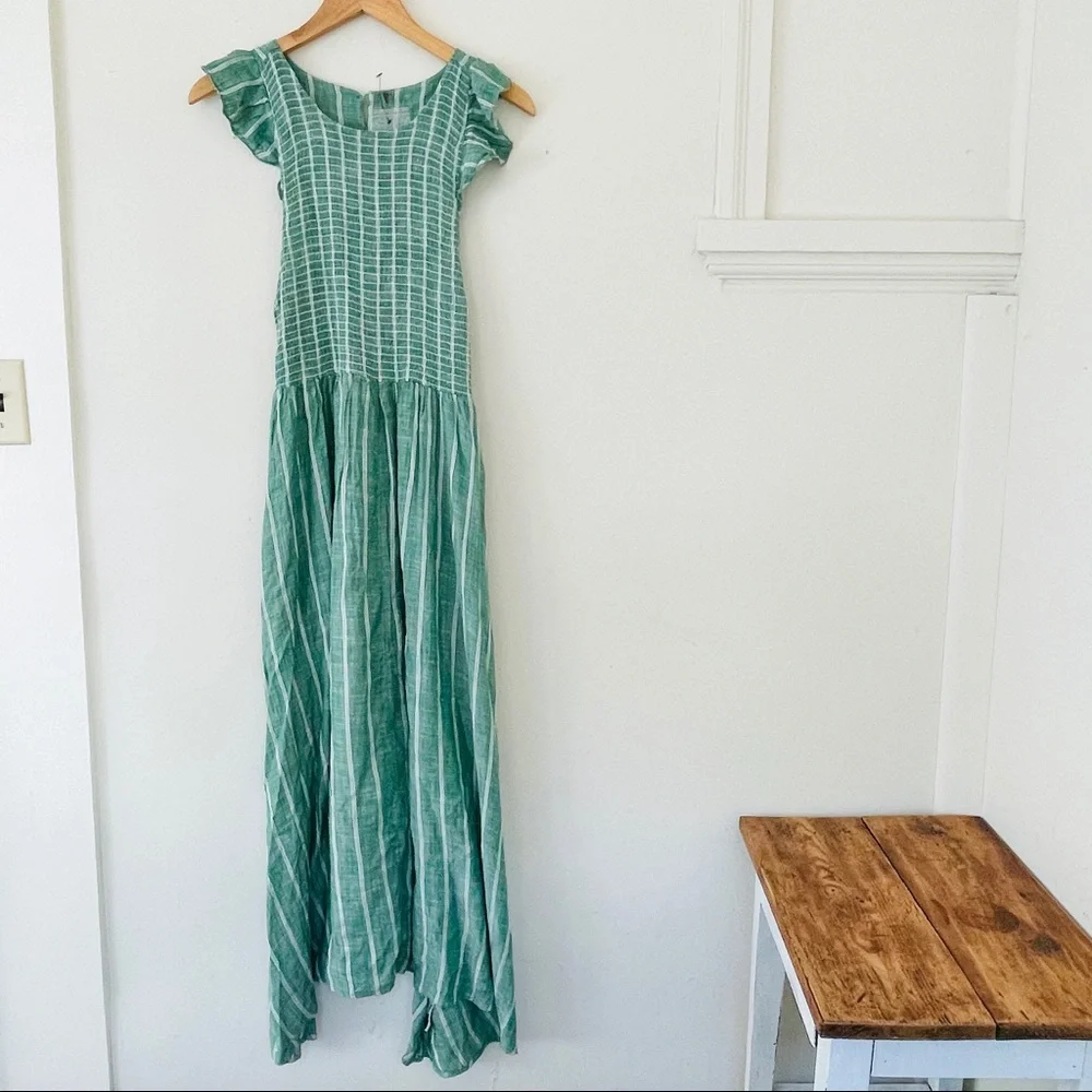 Free People Butterflies Chambray Midi Dress - Green - Picture 6 of 9
